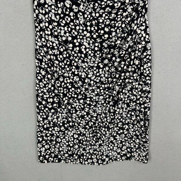 Ralph Lauren Dress Womens 8 Black White Floral Ruched Wrap Office Career LRL - Picture 3 of 15